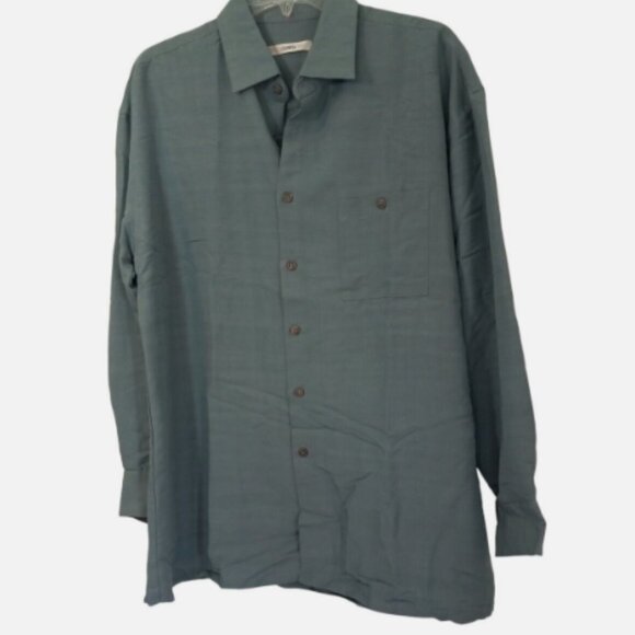 Campia Moda Men’s Shirt Size L Blue Gray Button Down Long Sleeve Pocket EUC - Picture 4 of 15